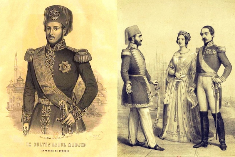 Султан Абдул-Меджид I, королева Виктория и император Наполеон III