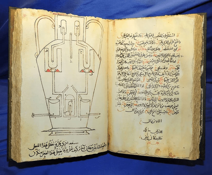 Библиотека была домом для многих новаторских текстов, таких как эта книга «гениальных изобретений», опубликованная в 850 г.