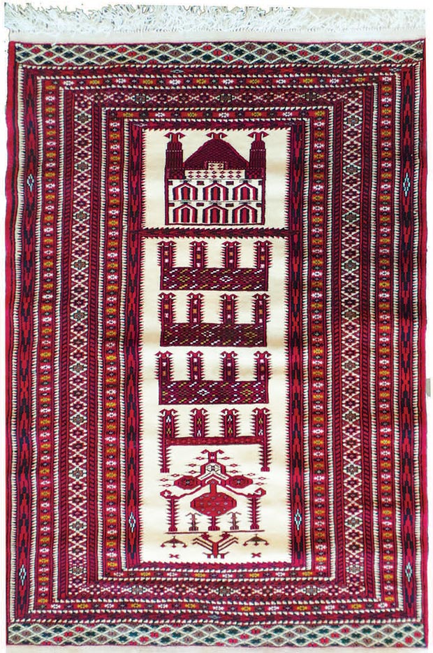 Анатолийский молитвенный коврик (Муса Басаран (Musa Basaran) 130х88 см, начало 21 в., шерсть)