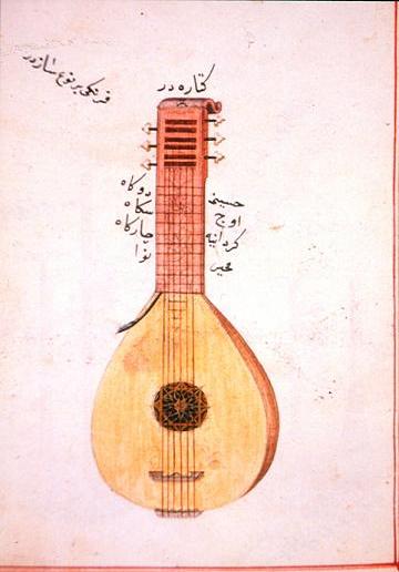 Рисунок музыкального инструмента из рукописи. Библиотека дворца Топкапы
