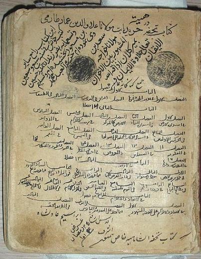 Две страницы из сочинения аль-Ширази «Аль-Тухфа аль-шахия фи аль-хайя» 
