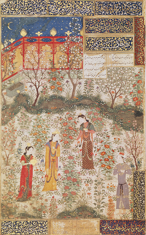  Данная миниатюра, написанная в 1430 году художником школы «Херат», изображает королевский сад с изобилием мальвы в цветении, распространенной в регионах Центральной Азии и прибывшей в Европу в ХІІІ веке