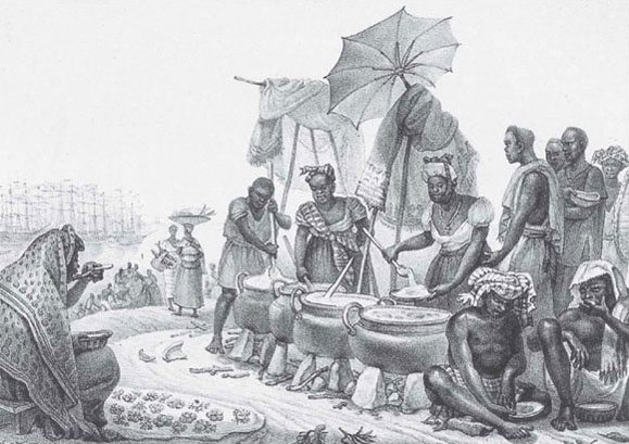 Литография: Женщины, торгующие кукурузой