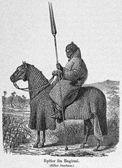 Изображение воина побывавшем в Багирми в 1823 г.