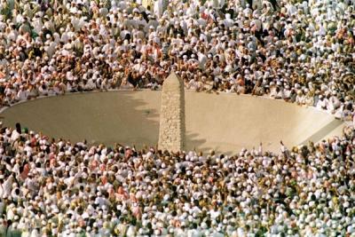 With seven pebbles, the hujjaj throw at each and every one of the three jamarat.