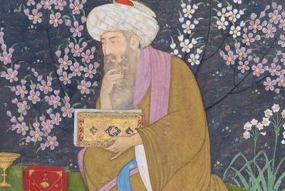 Fragment with scholar in a garden. Attributed to Muhammad Ali 1610-15. Courtesy Museum of Fine Arts, Boston