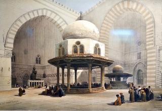 Несколько старинных гравюр мечетей Каира (Султана Хасана и др.) шотландского художника Дэвида Робертса, посетившего Каир в 1838-39