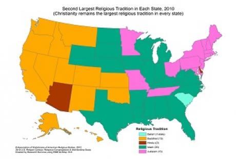 Ислам – вторая ведущая религия в 20 американских штатах