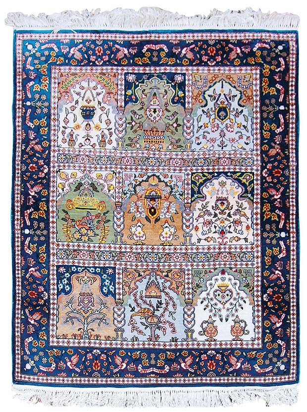 Египетский молитвенный коврик ручной работы типа «бахтияр» (натуральный шелк, 90х115 см)