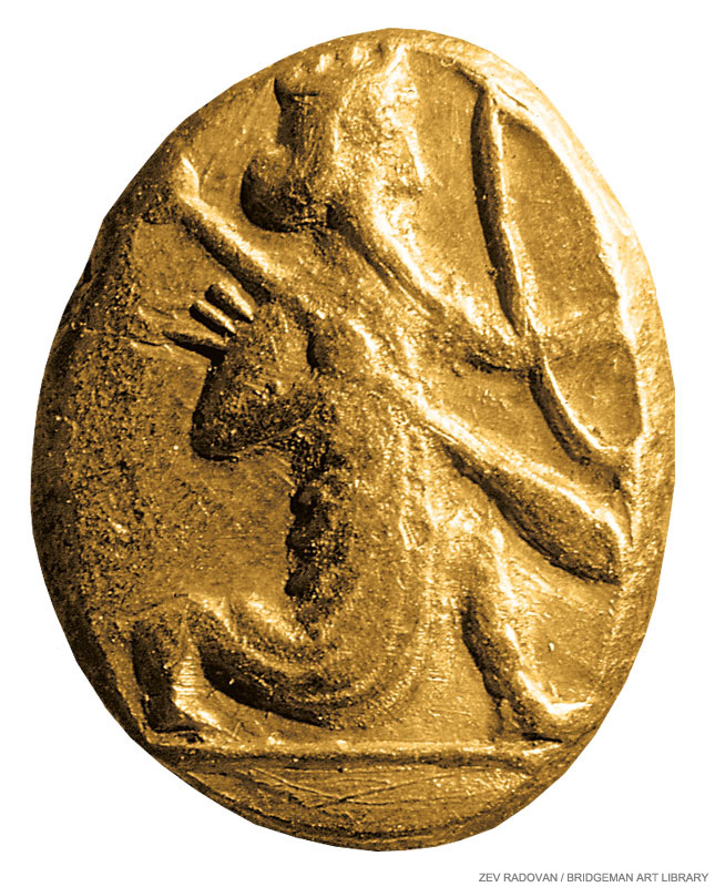 Изображение на золотой монете персидского царя Дария I Великого (V в. до н.э.), построившего первый канал, о котором сохранились археологические свидетельства