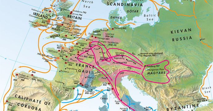 Вторжения сарацин (арабов), мадьяр и викингов в Европу в X в.