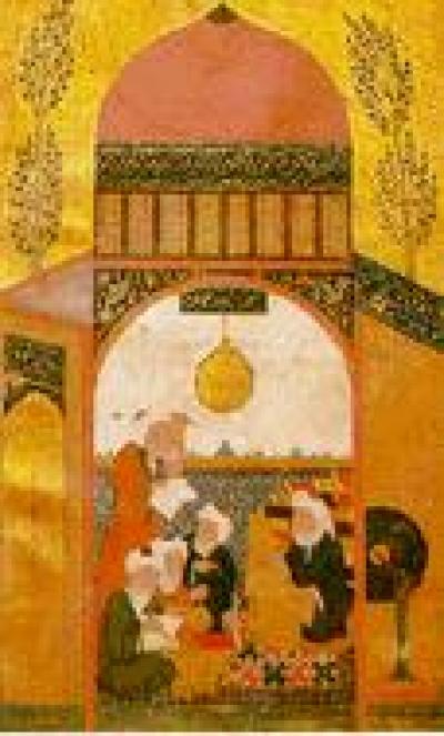 Персидская миниатюра изображает студентов и учителя астрономии - одной из тех наук, в которую ученые Золотого Века внесли большой вклад.