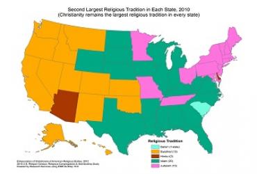 Ислам – вторая ведущая религия в 20 американских штатах